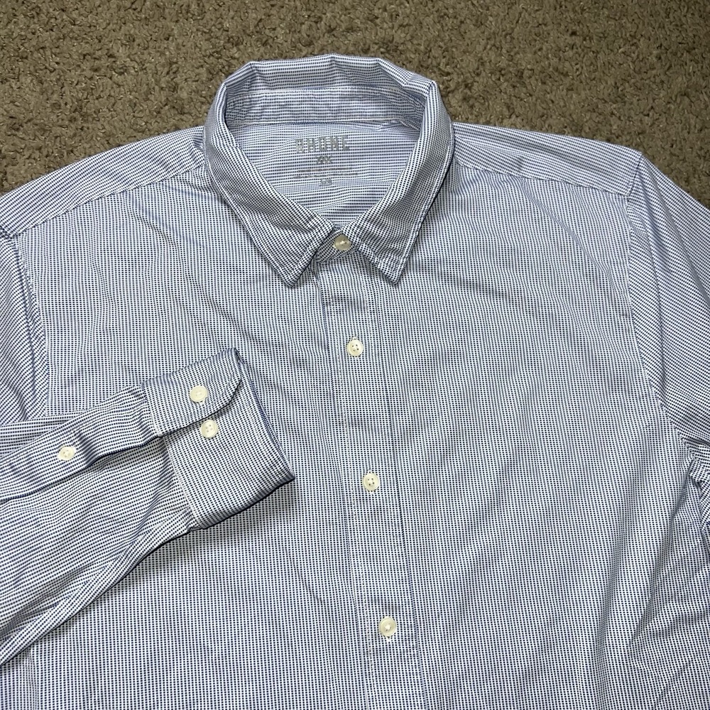 Rhone Commuter Shirt Mens M/L Blue Button Down Classic Fit Performance Stretch